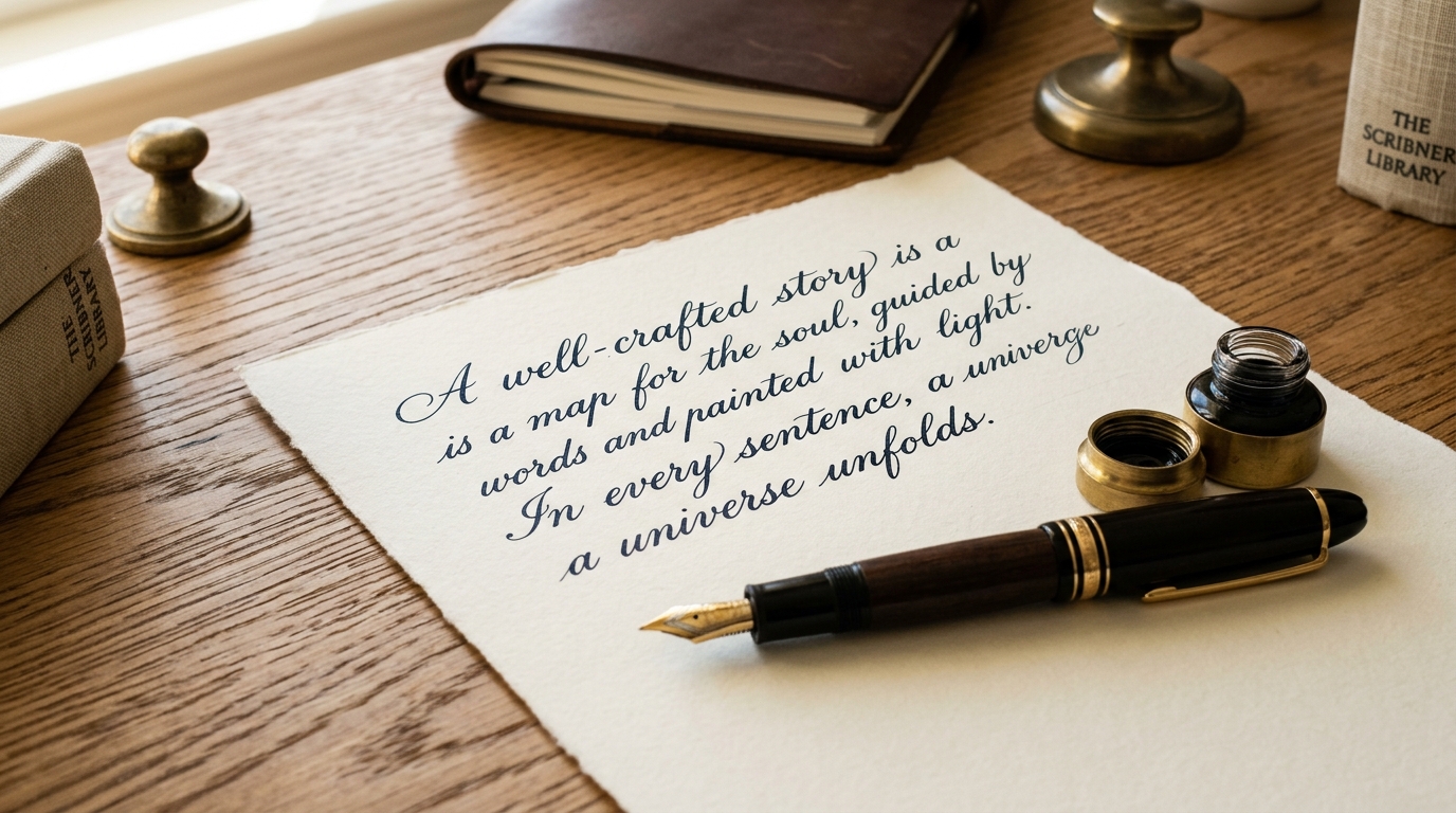 Handwriting setup on a clean desk
